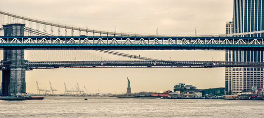 Statue of Liberty and the bridges