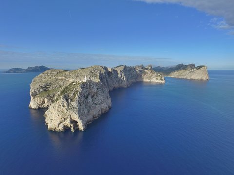 Vista aerea faro de Formentor, Mallorca, España