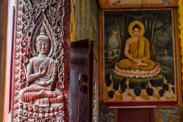 Obraz premium The details of Wat Luang - buddhist temple in Pakse, Champasak province, Laos
