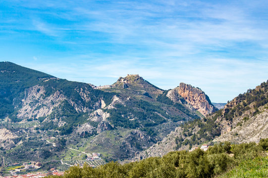Idyllic view of a mountain village during springtime, captured in Andalusia, Spain