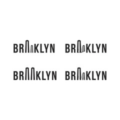Logo of the Brooklyn bridge. Silhouette of the bridge in the font. Flat vector symbol