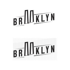 Logo of the Brooklyn bridge. Silhouette of the bridge in the font.