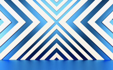 Fototapeta premium Streszczenie białe i niebieskie tło geometryczne. 3D render