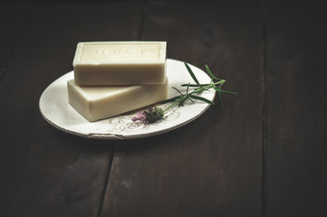 Natural Soap closeup. Spa products