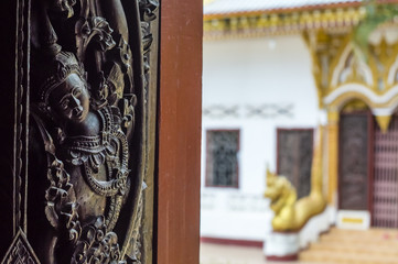 The details of Wat Luang - buddhist temple in Pakse, Champasak province, Laos