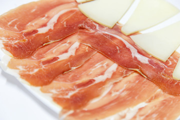 jamon and cheese manchego from spain