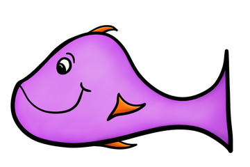 Purple and Orange Cartoon Fish Illustration