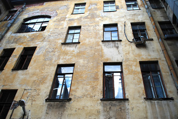 aged wall with windows