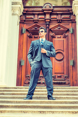 Middle Age American Businessman wearing sunglasses, traveling, working in New York
