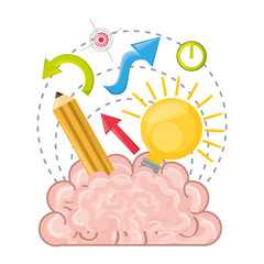 brain inspired in big ideas and knowledge, vector illustration