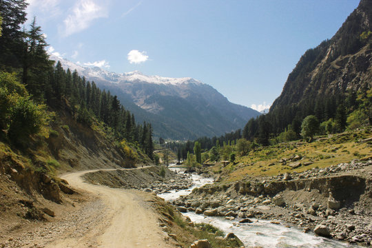 Beautiful track in the mountains with blue skys