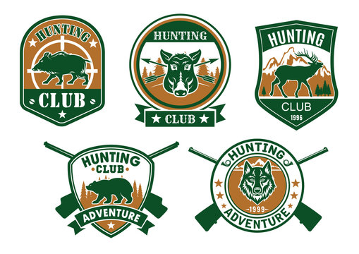 Hunting club sporting badge set design