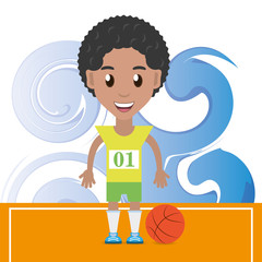 pretty woman athlete playing basketball, vector illustration