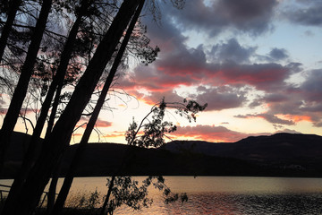 Sunset at the Terradets reservoir, Catalan Pyrenees, Spain