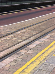 Tram lines set in stones
