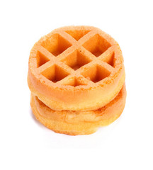 Round waffle with filling. Isolated