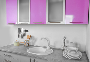 Interior of beautiful modern kitchen