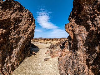 Wunderschöne Felsformationen im Teide Nationalpark, Teneriffa, Kanarische Inseln, Spanien 