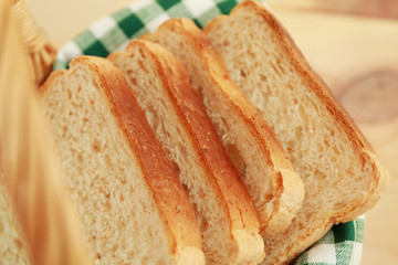 Fresh sliced bread loaf, closeup