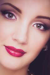 Close up portrait of beautiful young woman face