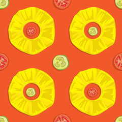 pattern food pineapple tomato cucumber