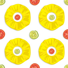 pattern food pineapple tomato cucumber