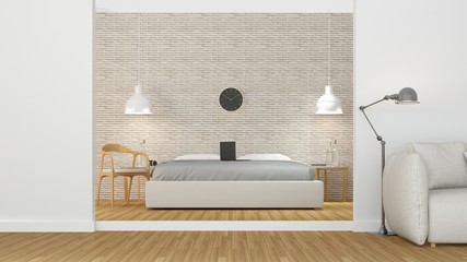 The interior bedroom space and wallpaper decoration in apartment - 3D Rendering 