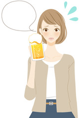 飲み会　女子会　ビールを飲む女性