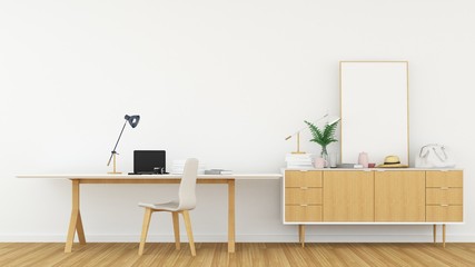 The interior living minimal and work space in condominium 