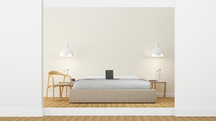 The interior bedroom minimal in apartment - 3d rendering 