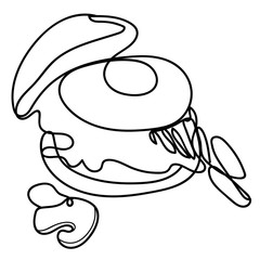 Burger Continuous Line Drawing