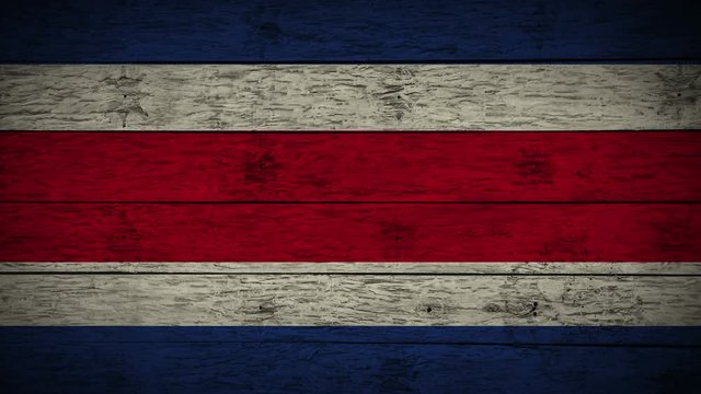 Painting flag of Costa Rica on old wood boards