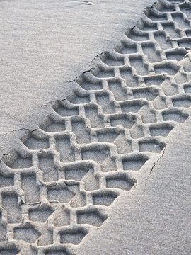 Tyre Tracks In Sand