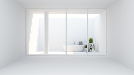 The empty interior mock up space in hotel - 3d rendering 