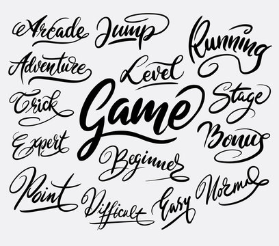 Game trick hand written typography. Good use for logotype, symbol, cover label, product, brand, poster title or any graphic design you want. Easy to use or change color
