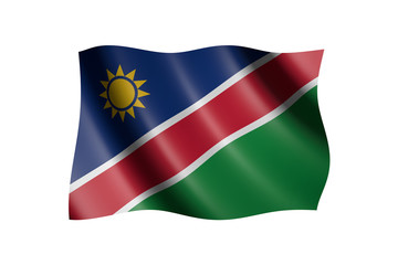 Flag of Namibia isolated on white, 3d illustration