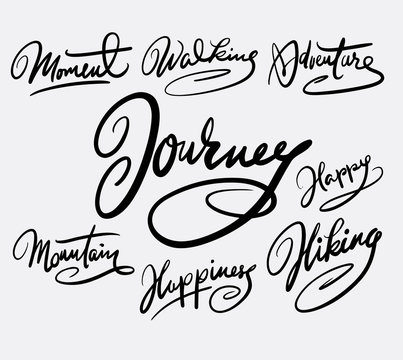 Journey and moment hand written typography. Good use for logotype, symbol, cover label, product, brand, poster title or any graphic design you want. Easy to use or change color
