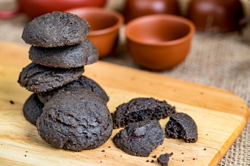 Fototapeta na wymiar Black chocolate cookie