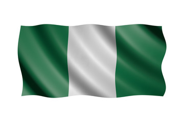 Flag of Nigeria isolated on white, 3d illustration