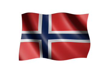 Flag of Norway isolated on white, 3d illustration