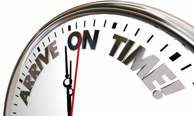 Arrive on Time Clock Punctual Schedule 3d Illustration