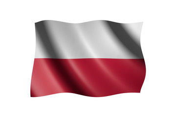 Flag of Poland isolated on white, 3d illustration