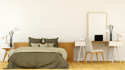 The interior bedroom space in hotel - 3d rendering