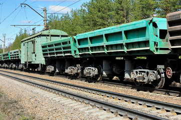Fototapeta premium old moving freight train