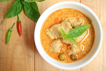 Green Curry With fish ball and eggplant, Thai delicious food