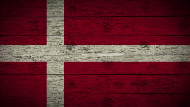 Painting flag of Denmark on old wood boards