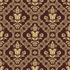Obraz premium Damask classic golden pattern. Seamless abstract background with repeating elements
