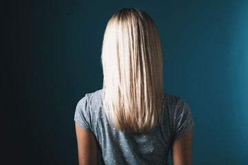 Woman with beautiful straight blonde hair