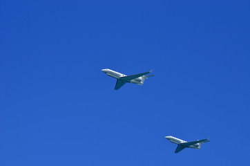 Fototapeta na wymiar Air parade in the sky of Israel