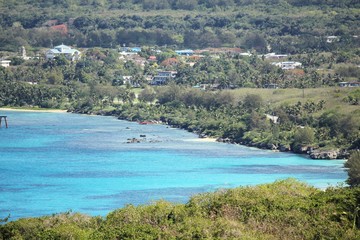 Coastal scene, San Jose, Tinian, Northern Mariana Islands Beautiful coastline of San Jose village, Tinian, 